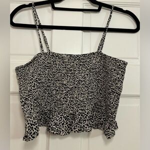 NWT American Eagle Animal Print Smocked Cropped Ruffle Tank Top